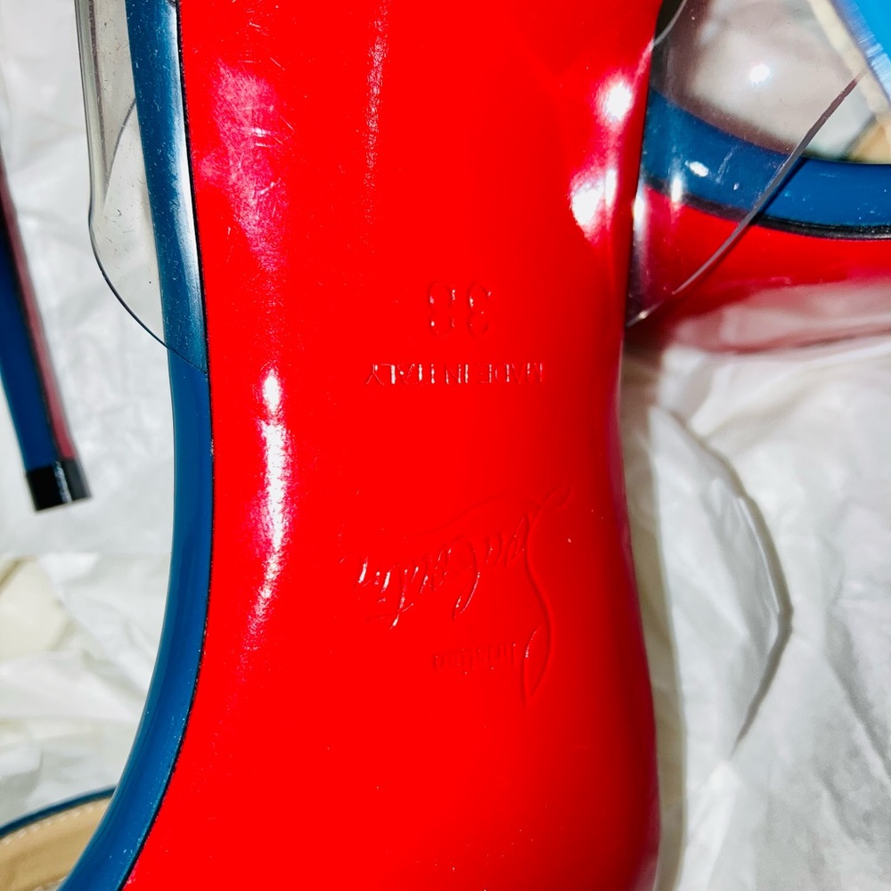 Amazing blue patent Jonathan 100 mm sandals - Picture 6 of 13